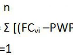 Soil water storage capacity equation