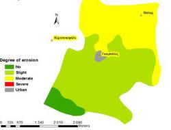 Map of estimated degree of erosion