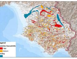 Landslide susceptibility and flooding area